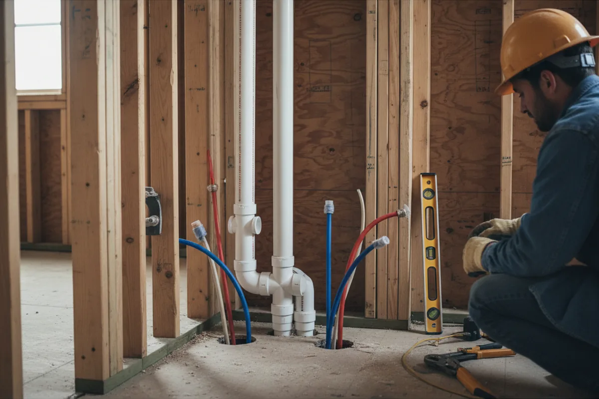 Drain and supply rough-in during Garbage Disposal Repair in Eaton